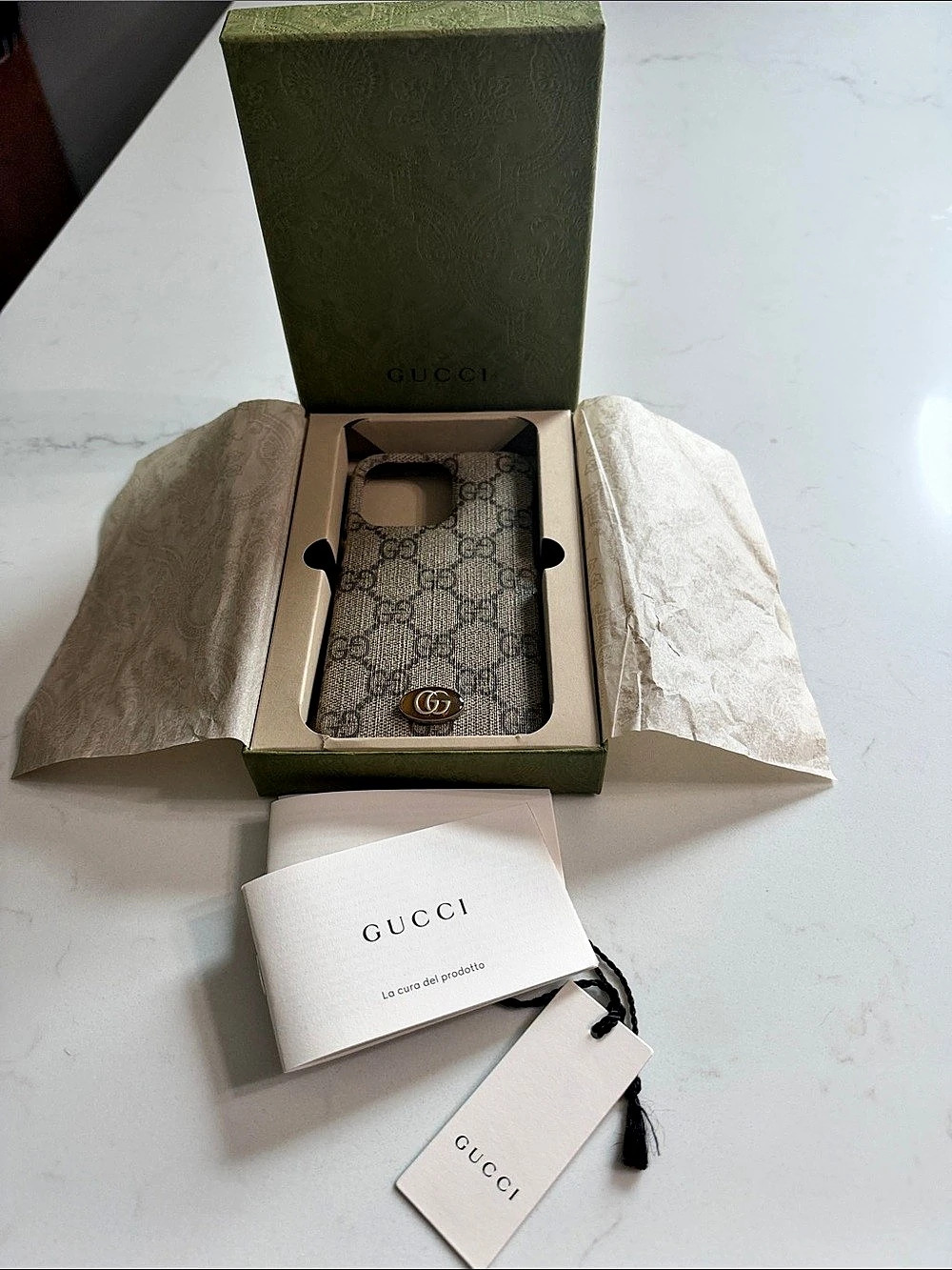 Gucci Ophidia iPhone 13 Pro Case Beige & Brown